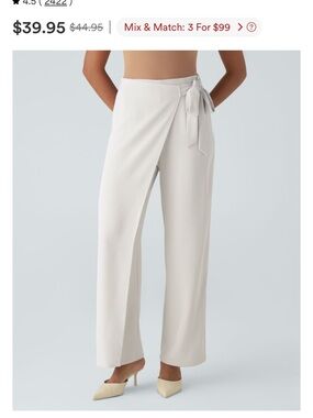 HALARA Wide-Leg Wrap Front Pants in Light